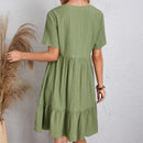 Vestido Boho Mini Decote V com Babados