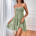 Vestido Mini Azul com Alças Finas e Babados