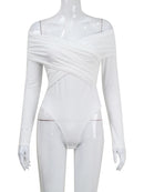 Body Feminino Ombro a Ombro Manga Longa