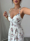 Vestido Longo Floral com Barra de Babados