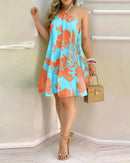Vestido Boho Floral Decote Halter Costas Nuas