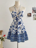 Vestido Floral Romântico Decote Halter