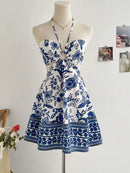 Vestido Floral Romântico Decote Halter