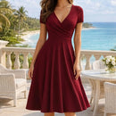 Vestido Evasê Elegante Gola Redonda