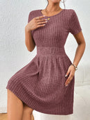 Vestido Evasê de Tricô Canelado