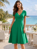 Vestido Evasê Elegante Gola Redonda