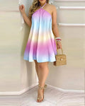 Vestido Boho Floral Decote Halter Costas Nuas