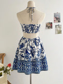 Vestido Floral Romântico Decote Halter