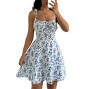 Vestido Curto de Praia Floral com Alças Finas