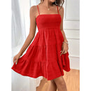 Vestido Mini Azul com Alças Finas e Babados