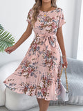 Vestido Boho Floral com Amarração e Babado