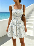 Vestido Mini Floral Decote Quadrado