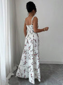 Vestido Longo Floral com Barra de Babados