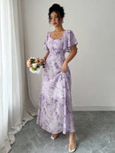 Vestido Mini Estilo Francês Estampa Borboletas