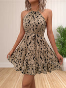 Vestido Boho Halter Curto com Babados