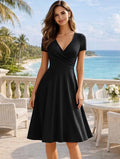 Vestido Evasê Elegante Gola Redonda