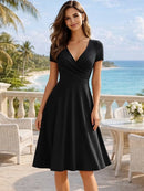 Vestido Evasê Elegante Gola Redonda