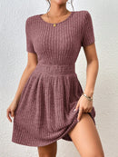 Vestido Evasê de Tricô Canelado