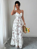 Vestido Longo Floral com Barra de Babados