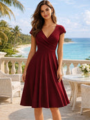 Vestido Evasê Elegante Gola Redonda
