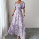 Vestido Mini Estilo Francês Estampa Borboletas