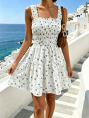 Vestido Mini Floral Decote Quadrado