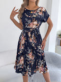 Vestido Boho Floral com Amarração e Babado