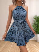 Vestido Boho Halter Curto com Babados