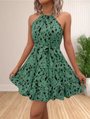 Vestido Boho Halter Curto com Babados