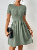 Vestido Evasê de Tricô Canelado