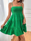 Vestido Mini Azul com Alças Finas e Babados