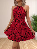 Vestido Boho Halter Curto com Babados