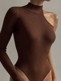 Body Feminino Gola Alta Um Ombro Só