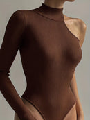 Body Feminino Gola Alta Um Ombro Só