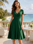 Vestido Evasê Elegante Gola Redonda