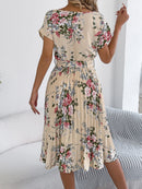 Vestido Boho Floral com Amarração e Babado