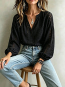 Camisa Social Feminina Vazada Manga Longa
