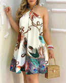Vestido Boho Floral Decote Halter Costas Nuas