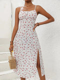 Vestido Midi Floral Boêmio sem Manga
