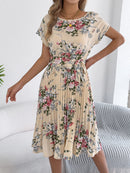Vestido Boho Floral com Amarração e Babado