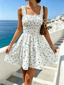 Vestido Mini Floral Decote Quadrado