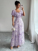 Vestido Mini Estilo Francês Estampa Borboletas