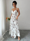 Vestido Longo Floral com Barra de Babados