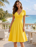 Vestido Evasê Elegante Gola Redonda