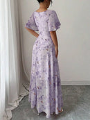 Vestido Mini Estilo Francês Estampa Borboletas