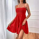 Vestido Mini Azul com Alças Finas e Babados