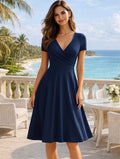 Vestido Evasê Elegante Gola Redonda