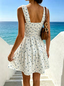 Vestido Mini Floral Decote Quadrado