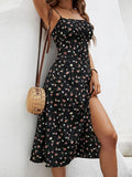 Vestido Midi Floral Boêmio sem Manga